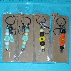 Floral Beaded Keychains Set